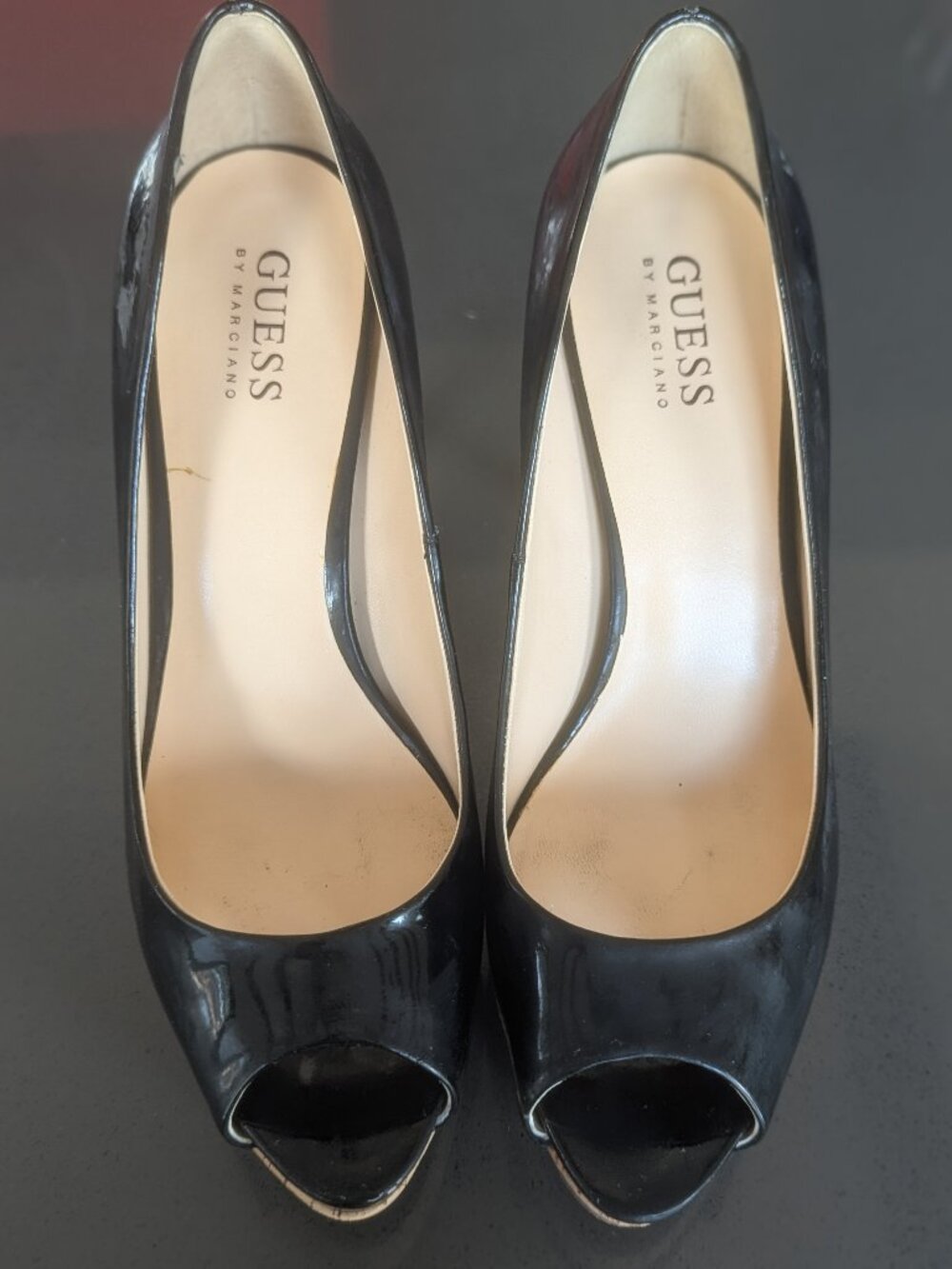 Guess Convert3 Peep Toe Platform Size 7.5 Black